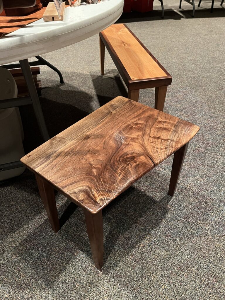 Figured wood side table